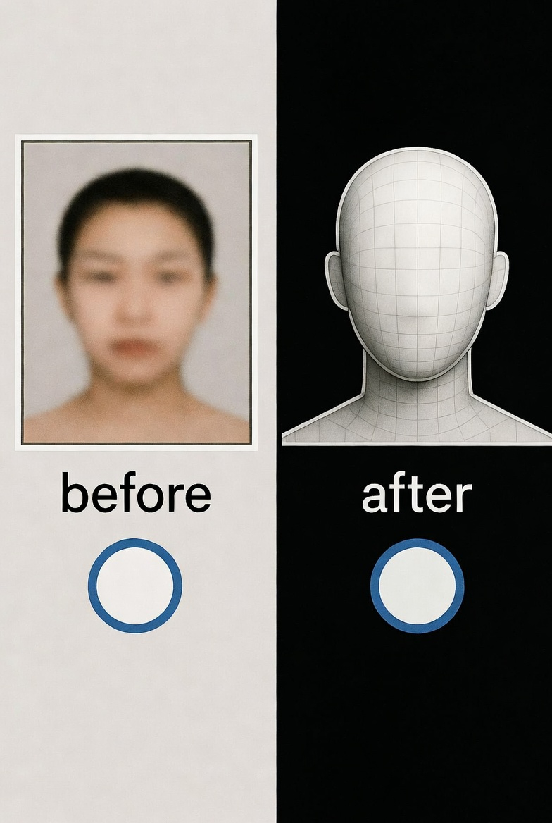 Blurred school ID photo next to symbolic “before/after” deepfake outline (non-explicit, illustrative only)